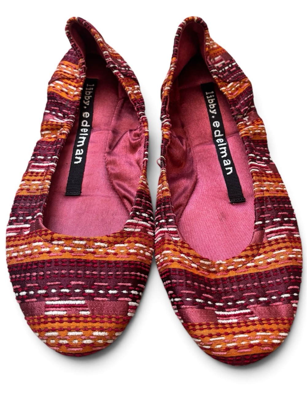 Libby Edelman Multicolor Striped Ballet Flats Round Toe Size 8